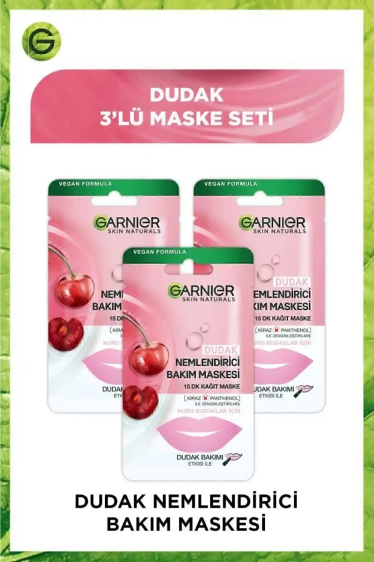 Garnier Dudak Nemlendirici Bakım Maskesi 3'lü Set ile Dudaklarınızda Yoğun Nem ve Yumuşaklık
