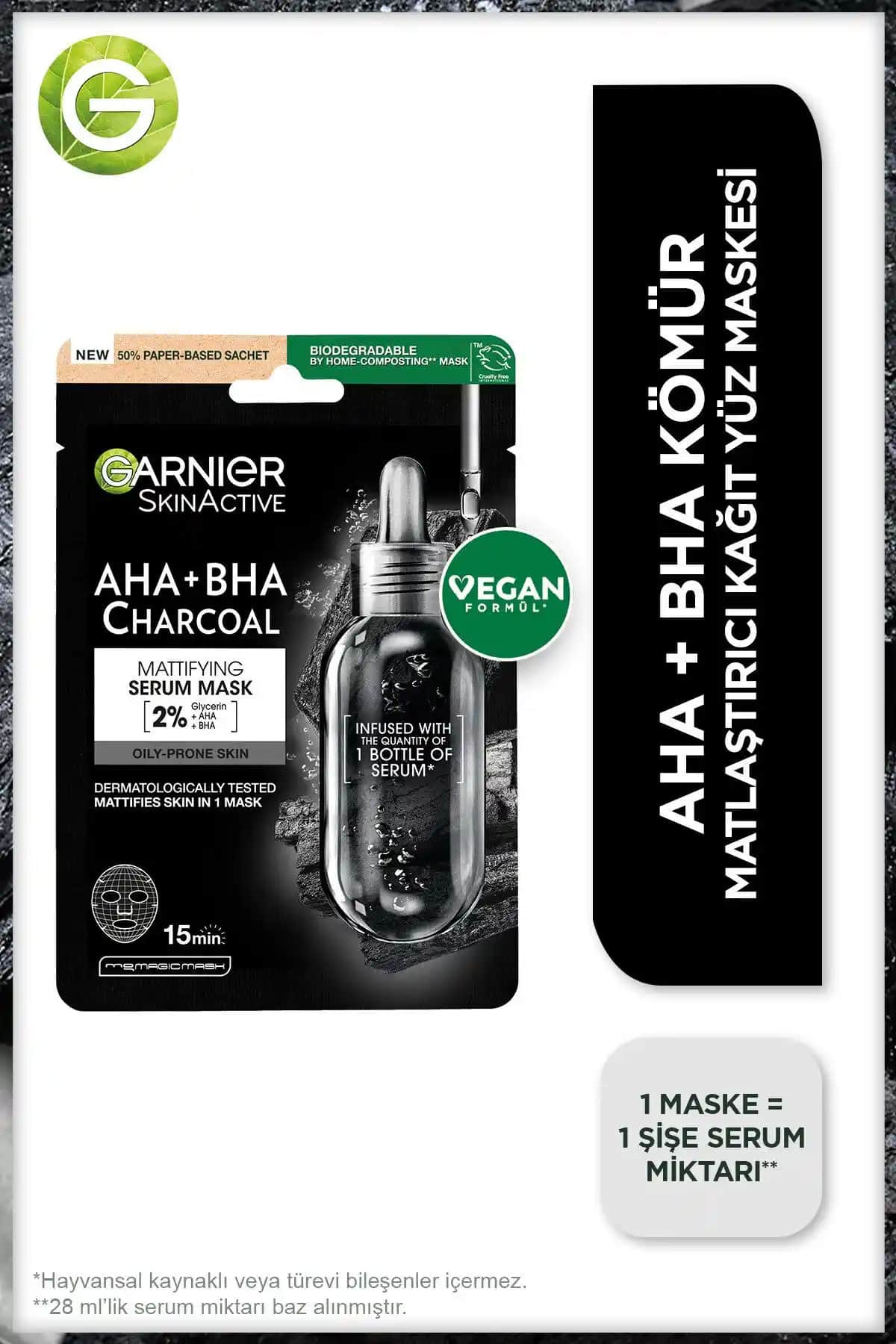 Garnier Kömürlü Siyah Yosun Yüz Maskesi: Derinlemesine Temizlik ve Nemlendirme