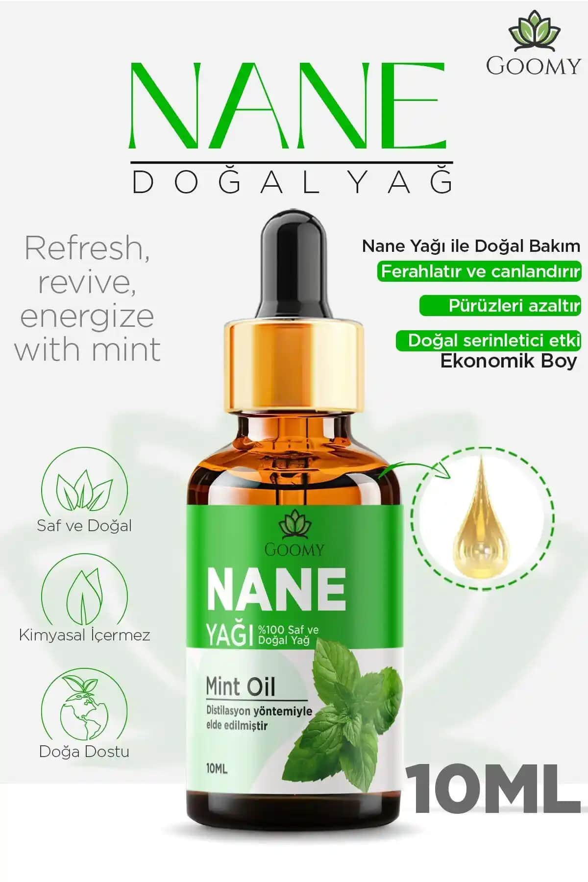 GOOMY Nane Yağı Doğal Ferahlatıcı ve Rahatlatıcı Aromaterapi Ürünü