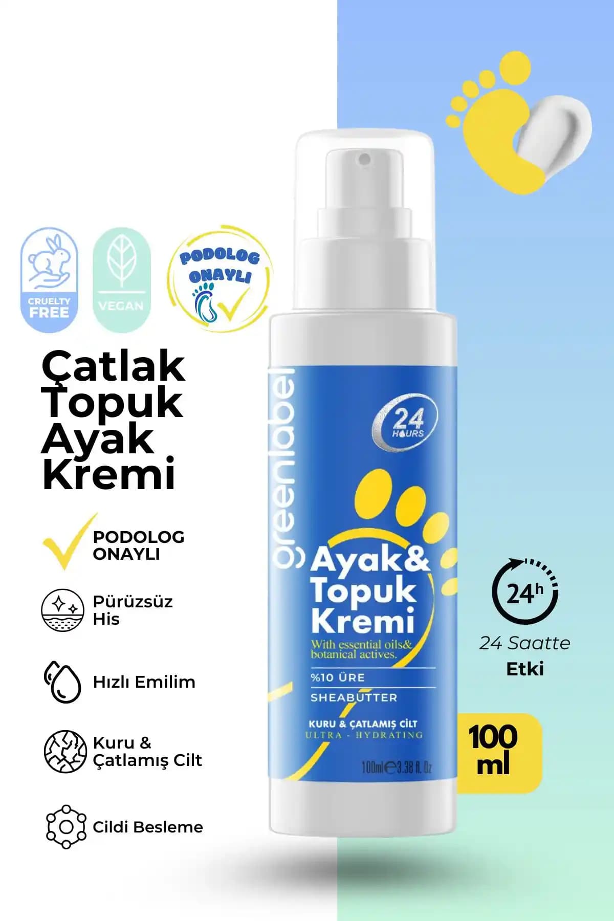 Green Label Ayak ve Topuk Çatlak Bakım Kremi: Doğal ve Etkili Çözümle Cilt Yenileme