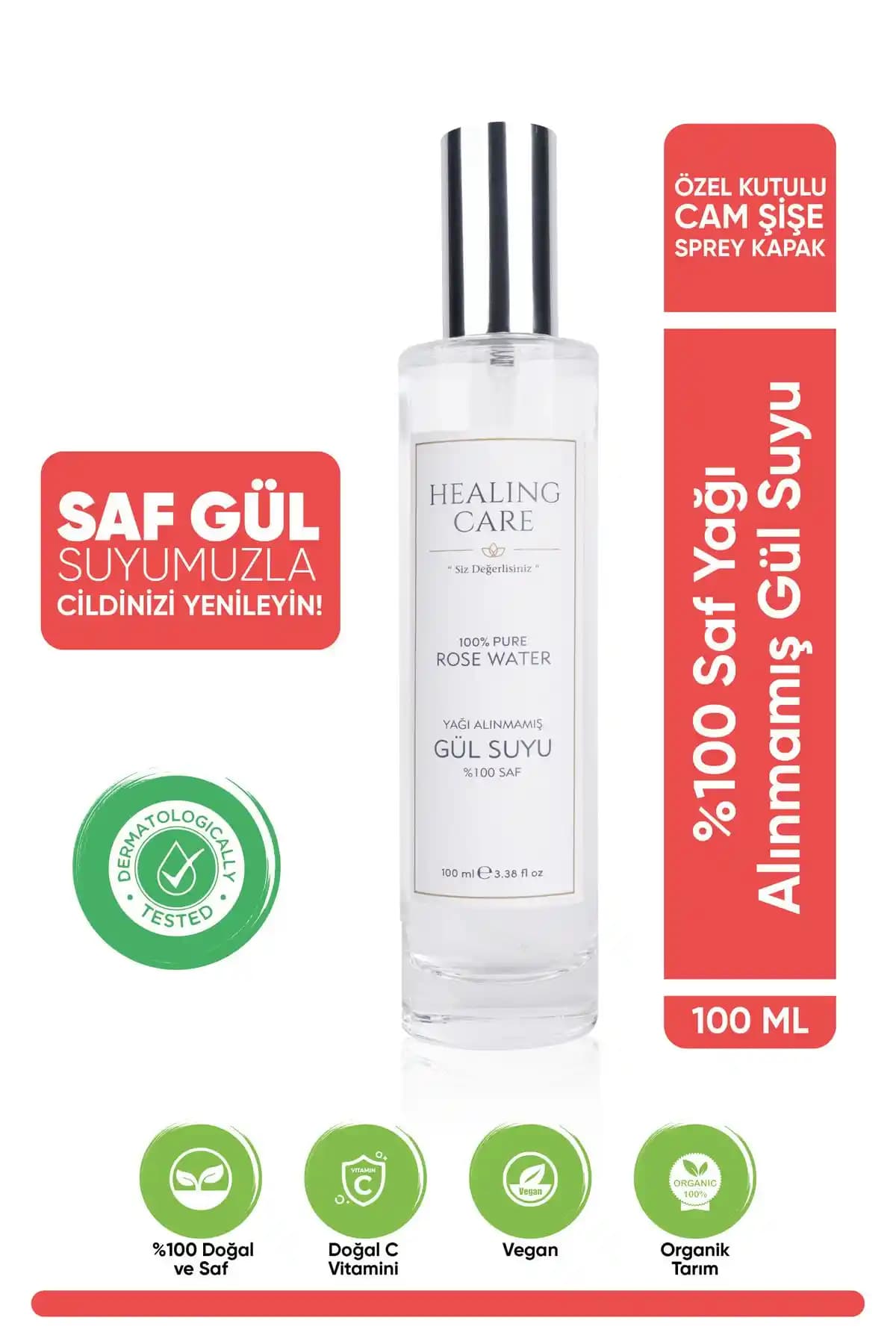 Healing Care Saf Gül Suyu: Doğal ve Organik Cilt Bakımında Güçlü Bir Tonik