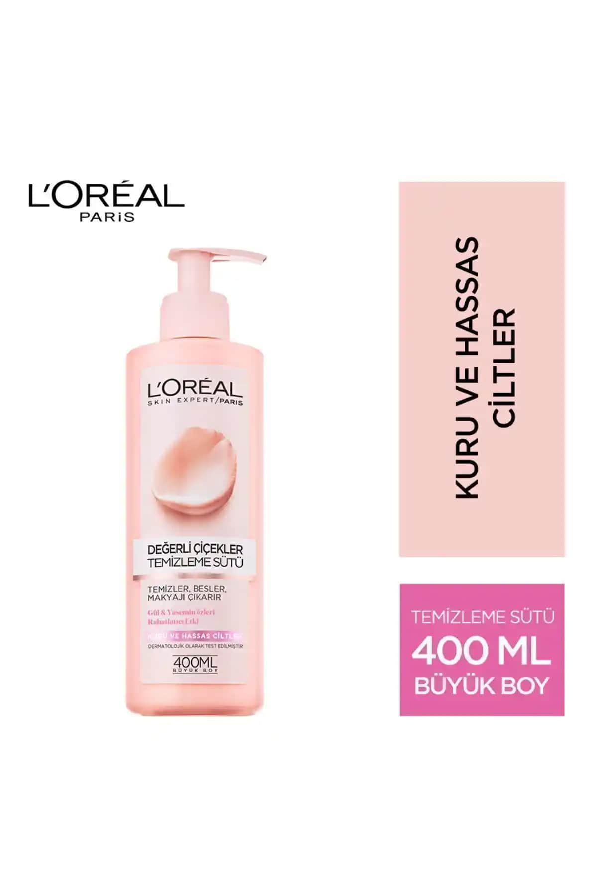 L'Oreal Paris Değerli Çiçekler Temizleme Sütü Kuru ve Hassas Ciltler İçin Doğa Dostu Yumuşak Temizlik