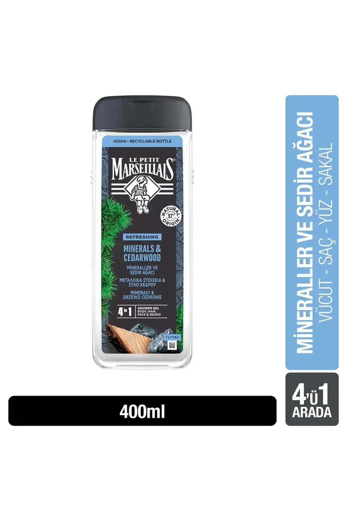 Le Petit Marseillais Erkekler İçin Mineraller ve Sedir Ağacı Duş Jeli 400 ml