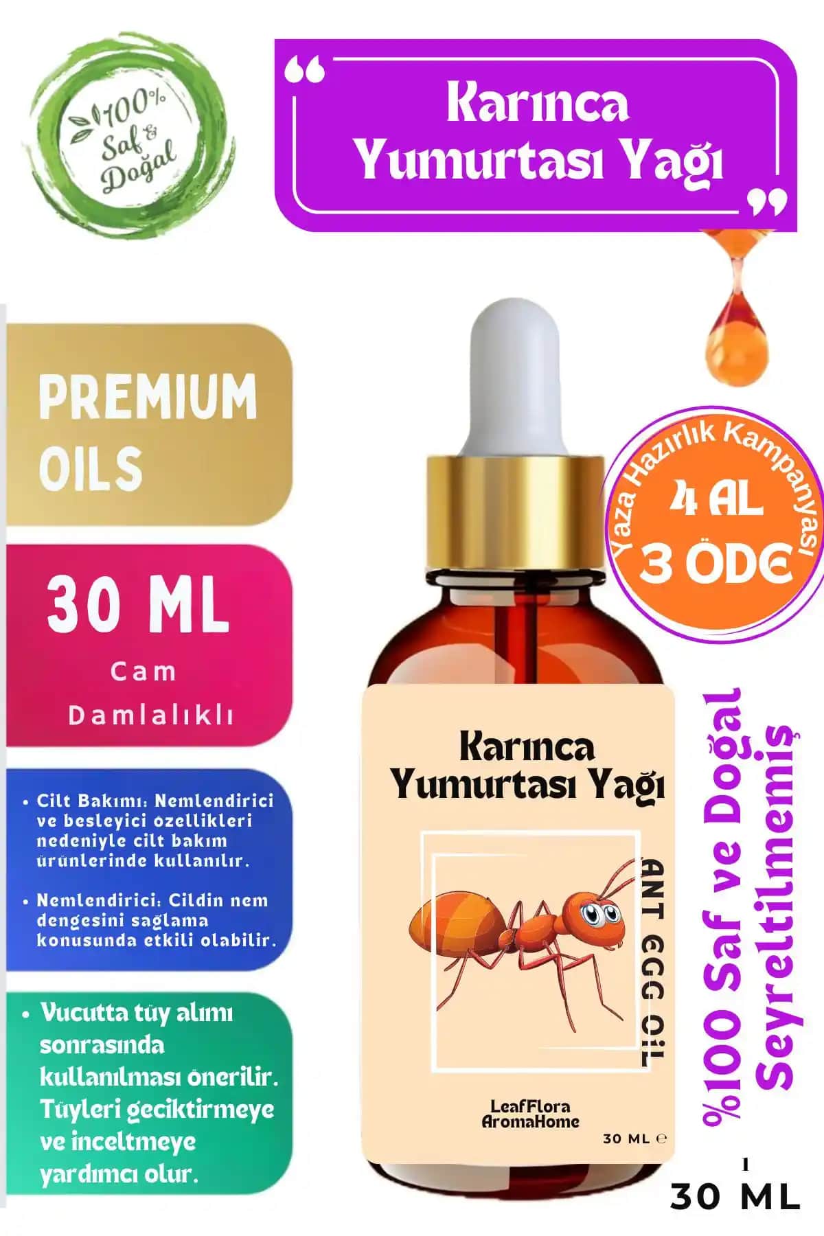 LeafFlora AromaHome Karınca Yumurtası Yağı ile Doğal Tüy Azaltma ve Cilt Bakımı