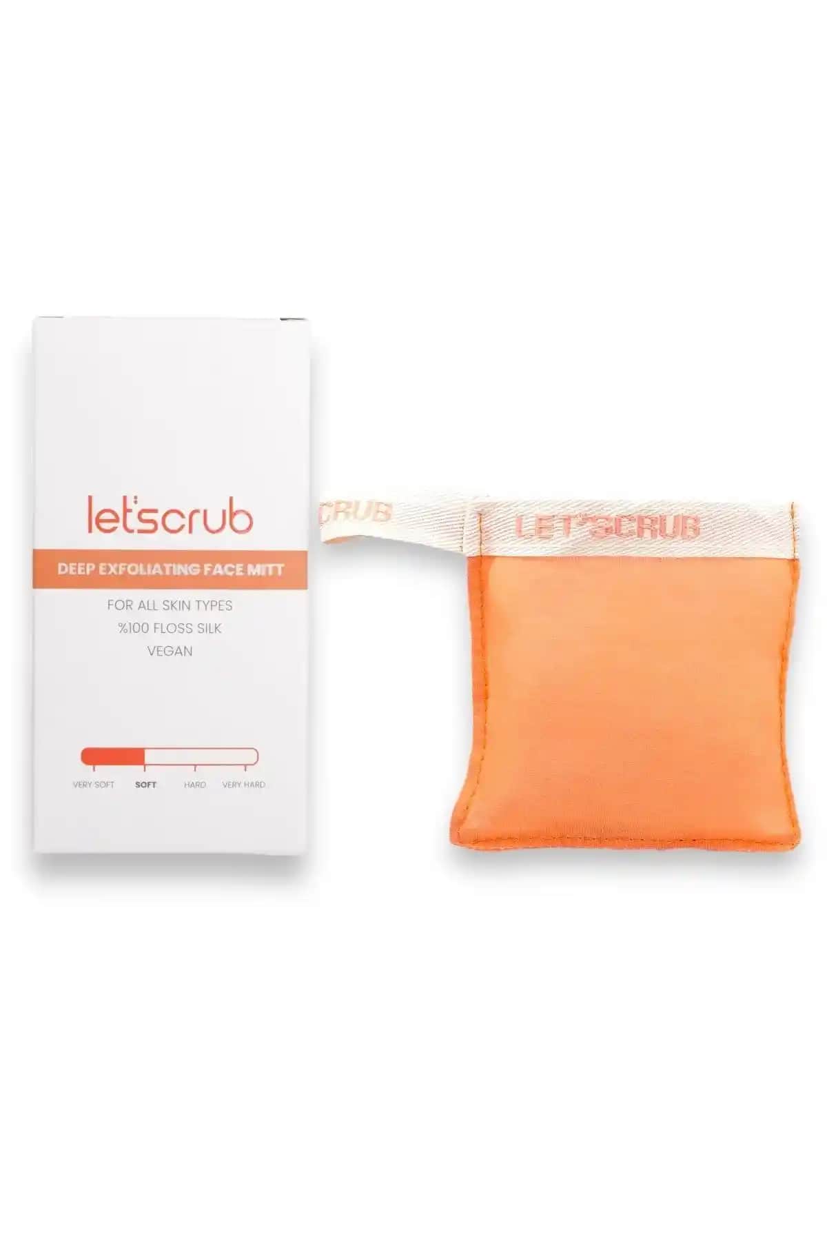 LET'SCRUB Yavruağzı Yüz Kesesi Floş Ipek Peeling Eldiveni ile Derinlemesine Temizlik ve Parlaklık