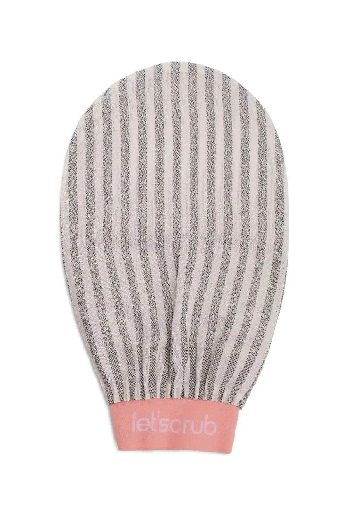 LETSCRUB Premium Ekru Zebra Banyo Kesesi ve Peeling Eldiveni ile Etkili Cilt Bakımı