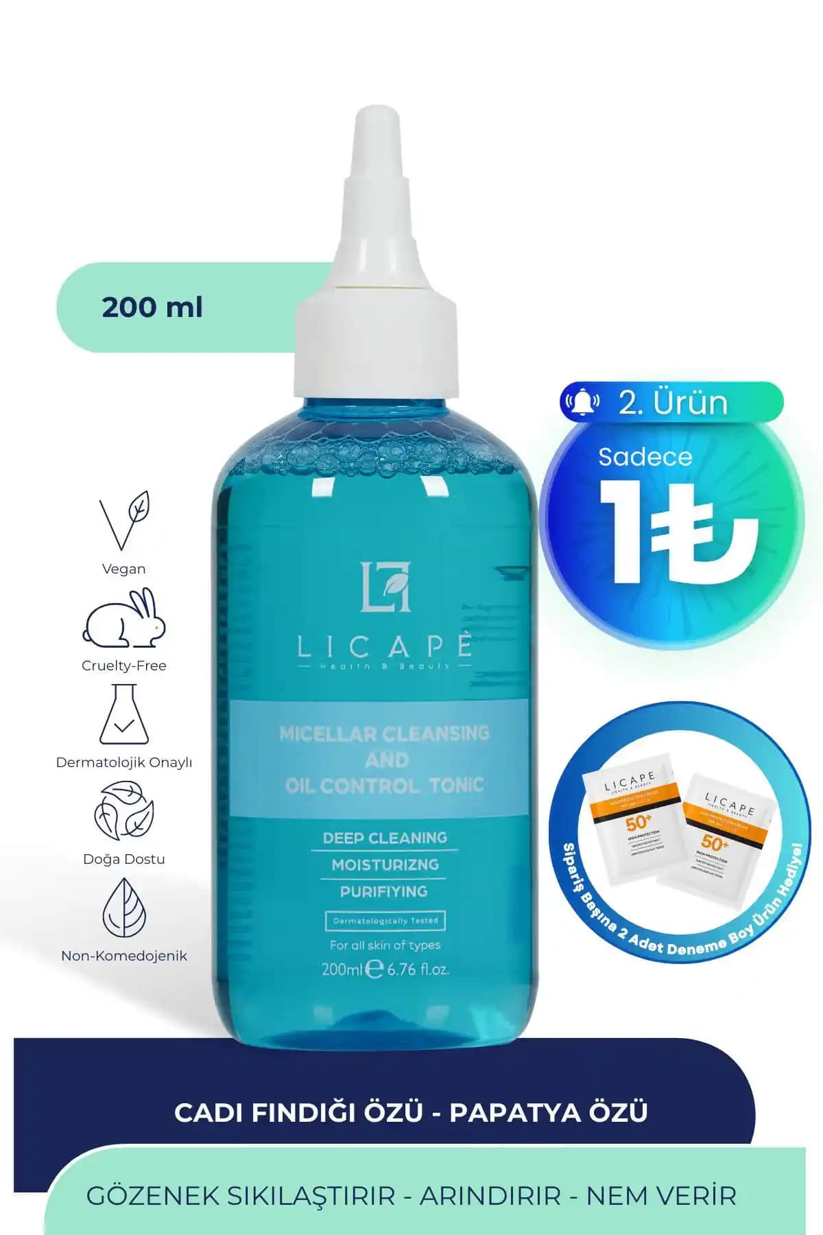 Licape Gözenek Sıkılaştırıcı ve Yağ Dengeleyici Tonik 200ml Cilt Bakım Ürünü