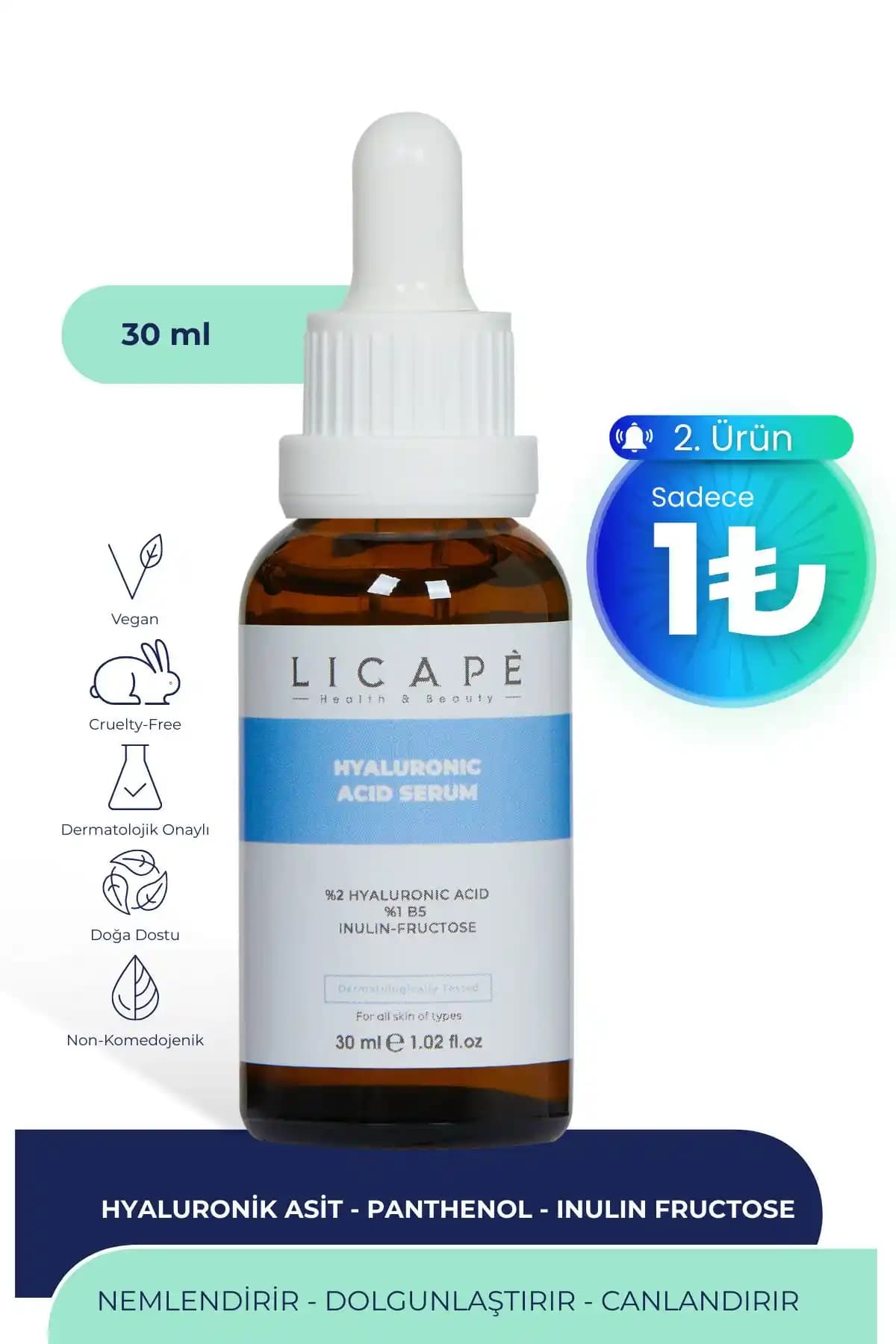 Licape Hyaluronik Asit Serumu: Nemlendirici ve Yaşlanma Karşıtı Cilt Bakım Ürünü