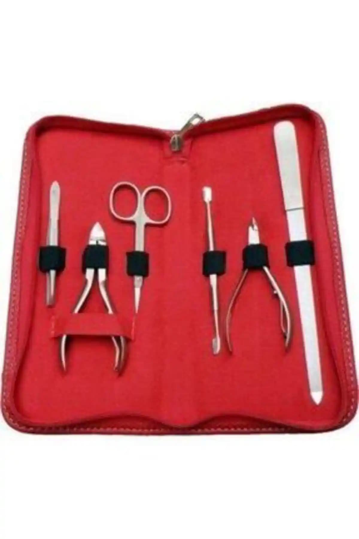 Luchs Solingen Kırmızı Çantalı Özel Bileyli Manikür Seti Profesyonel ve Ev Kullanımı İçin Uygun