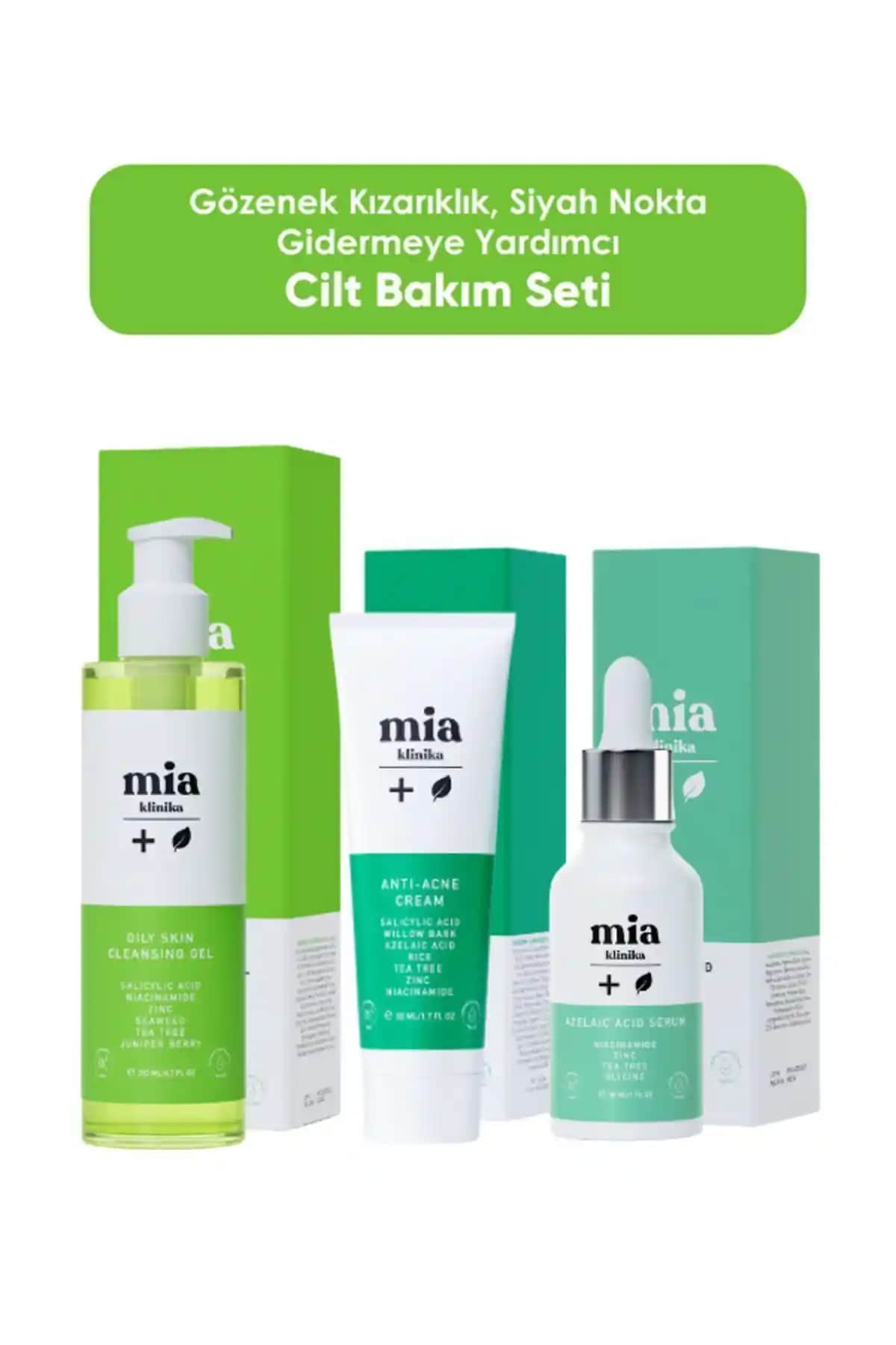 Mia Klinika Gözenek, Kızarıklık ve Siyah Nokta Giderici Set ile Sağlıklı Cilt Bakımı