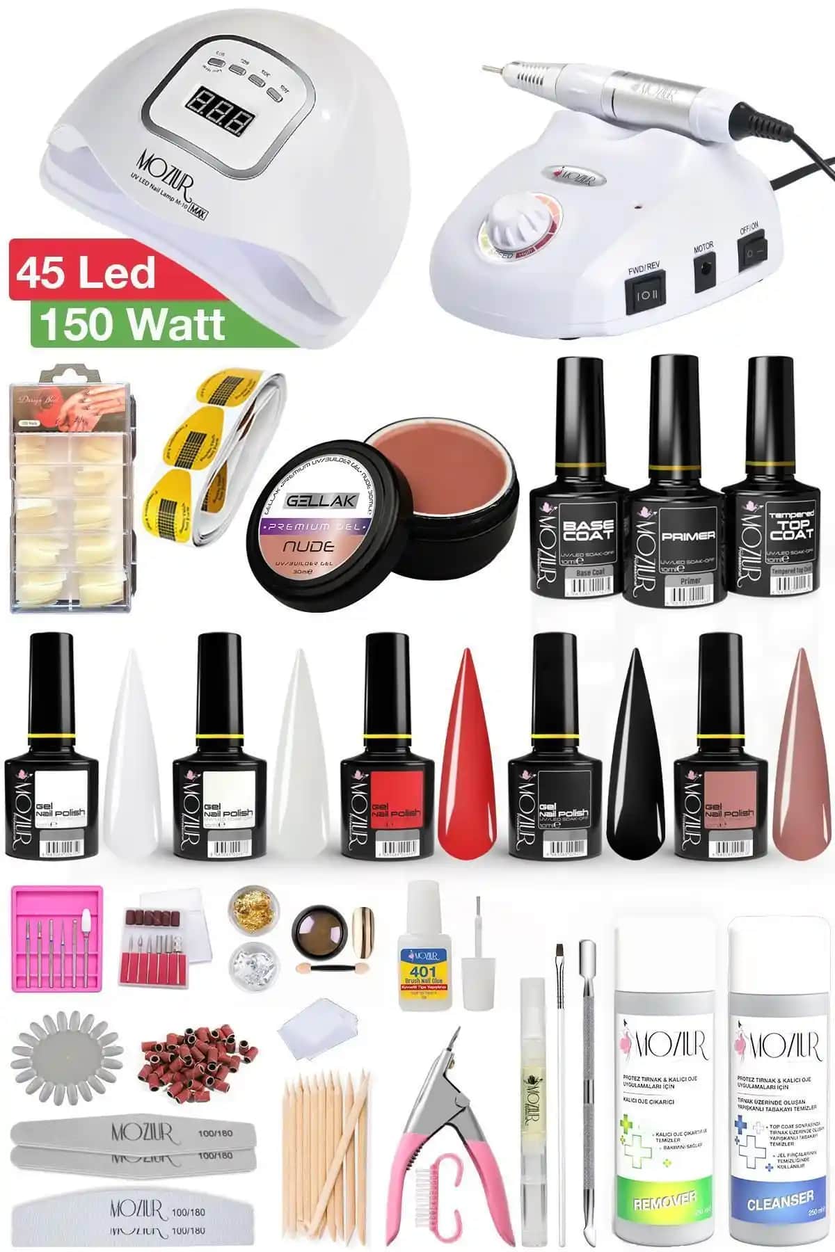 MOZIUR Mega Set: Profesyonel ve Evde Kullanım İçin Gelişmiş Tırnak Bakım Çözümü