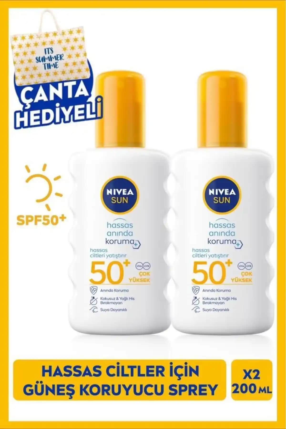 NIVEA Sun Hassas Ciltler İçin Yüksek Güneş Koruyucu Sprey SPF 50+ | Hassas ve kuru ciltler için etkili güneş koruma çözümü