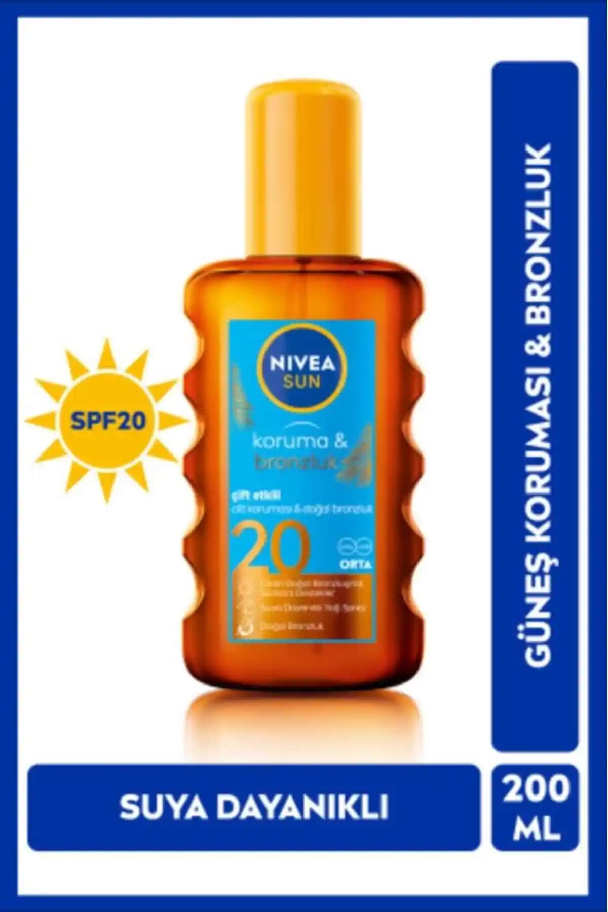 NIVEA SUN SPF20 Güneş Koruyucu ve Bronzlaştırıcı Vücut Yağı Yaz Ayları İçin Güvenilir Koruma