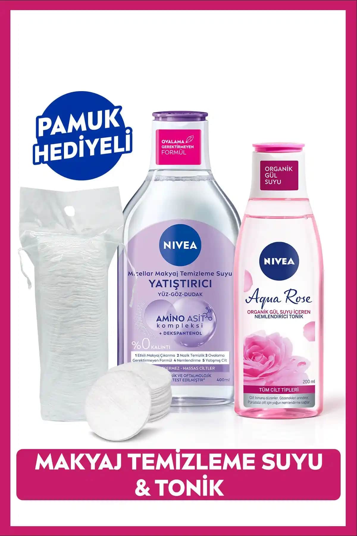 NIVEA Yatıştırıcı Micellar Makyaj Temizleme Suyu ve Aqua Rose Nemlendirici Tonik Ürünleri