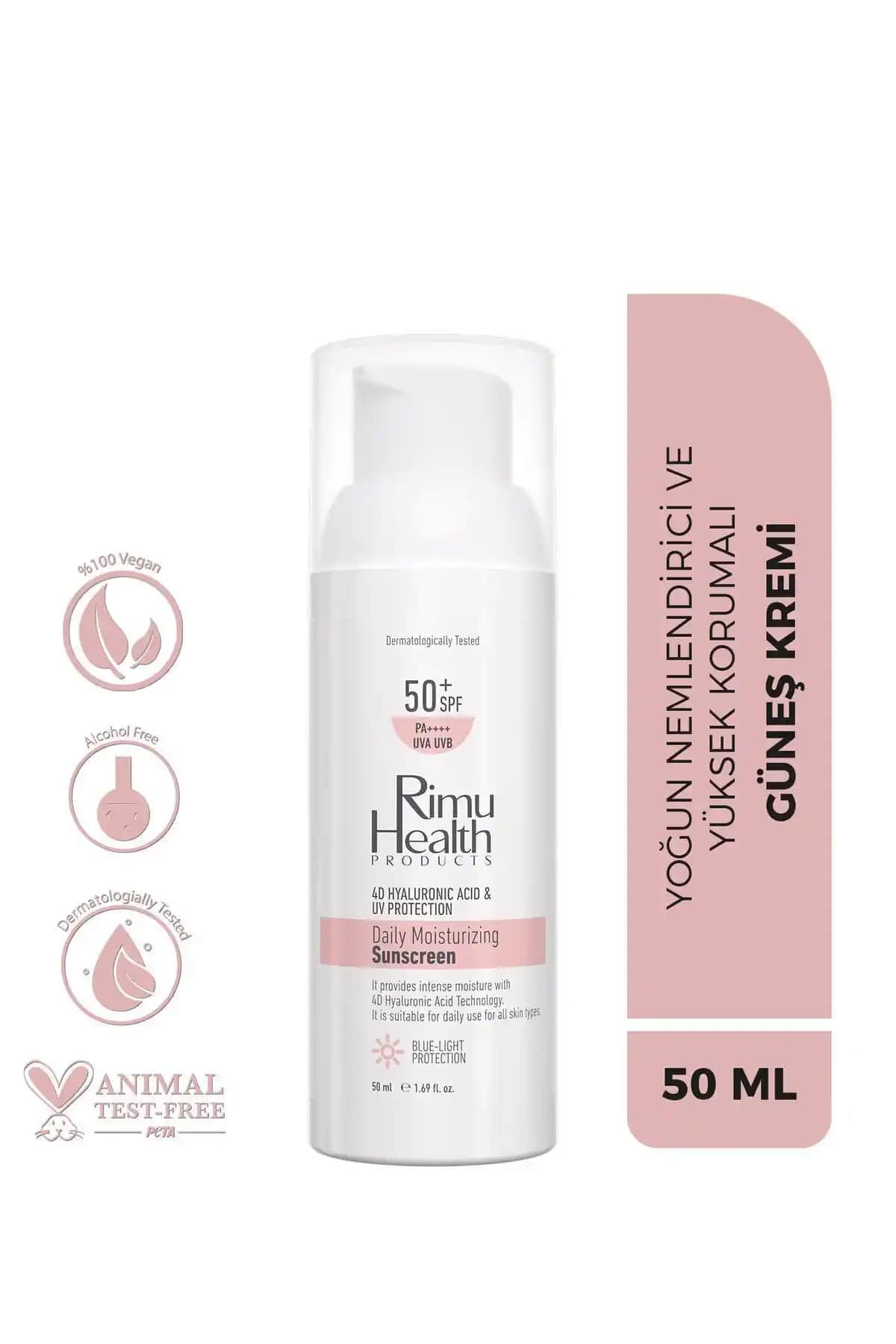 Rimu Health Products Günlük Güneş Kremi SPF 50+ Tüm Cilt Tipleri İçin Nemlendirici Koruma