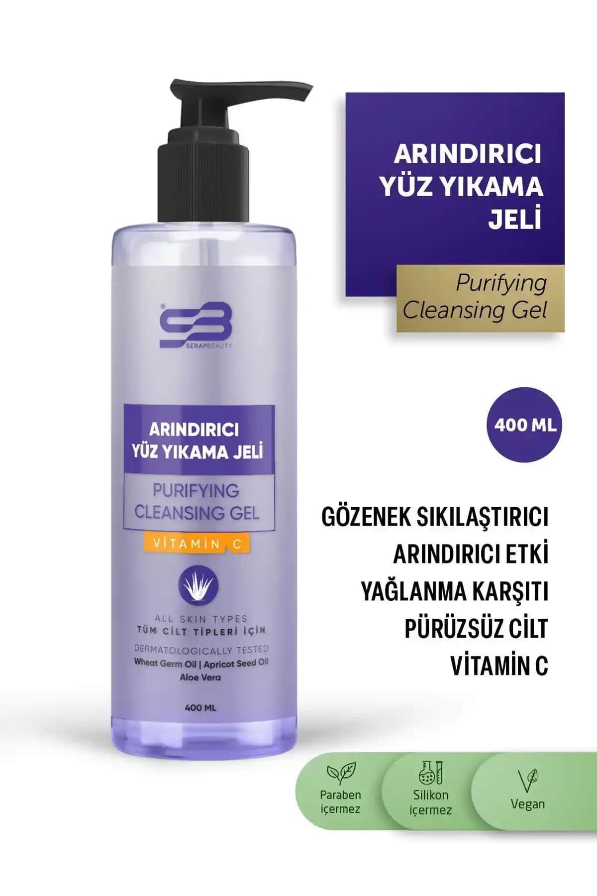 Serap Beauty C Vitamini İçeren Akne ve Siyah Nokta Karşıtı Yüz Temizleme Jeli 400 ml