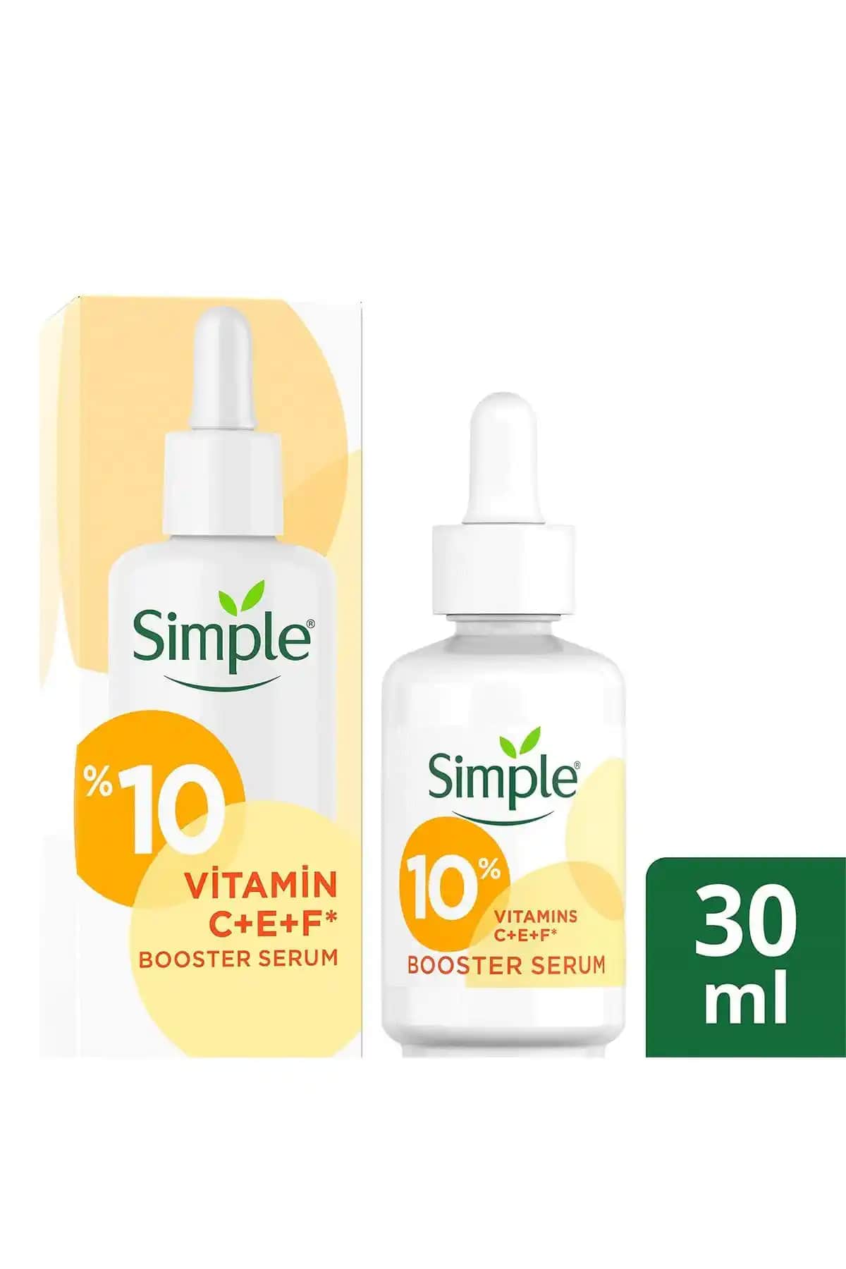 Simple Booster Serum %10 C+F+E Vitamini ile parlak ve sağlıklı cilt için etkili bakım çözümü
