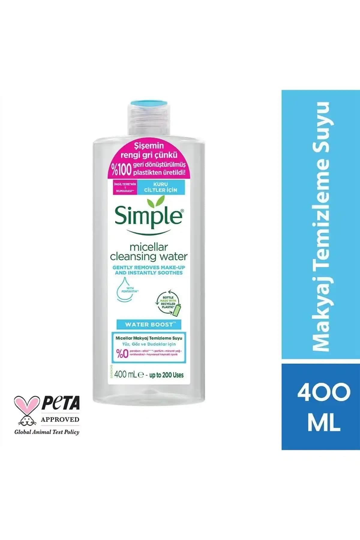 Simple Water Boost Micellar Makyaj Temizleme Suyu Kuru ve Hassas Ciltler İçin Güvenilir Temizlik Çözümü