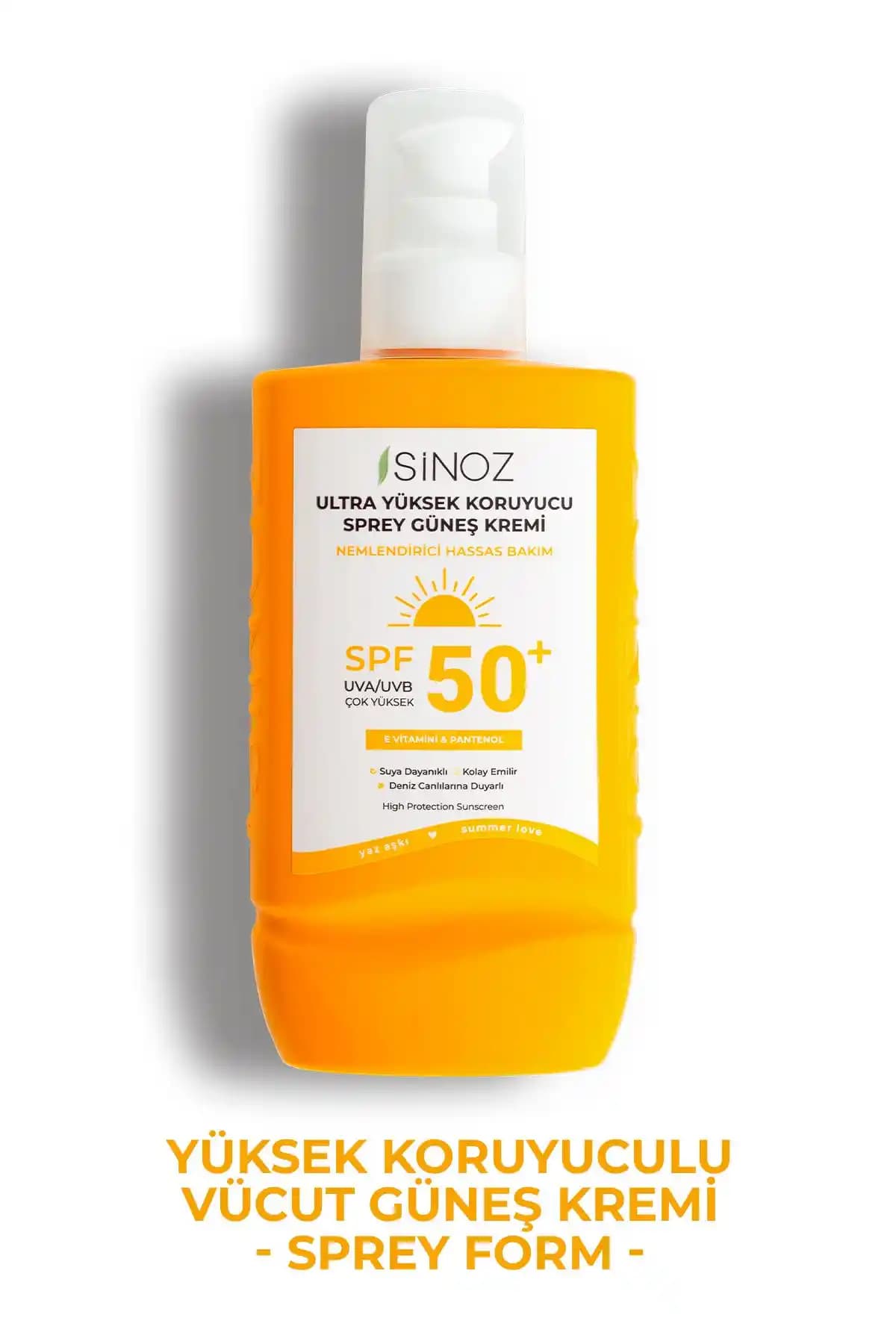 Sinoz SPF 50 Ultra Yüksek Koruyucu Güneş Kremi Sprey ile Güvenli Güneş Koruması