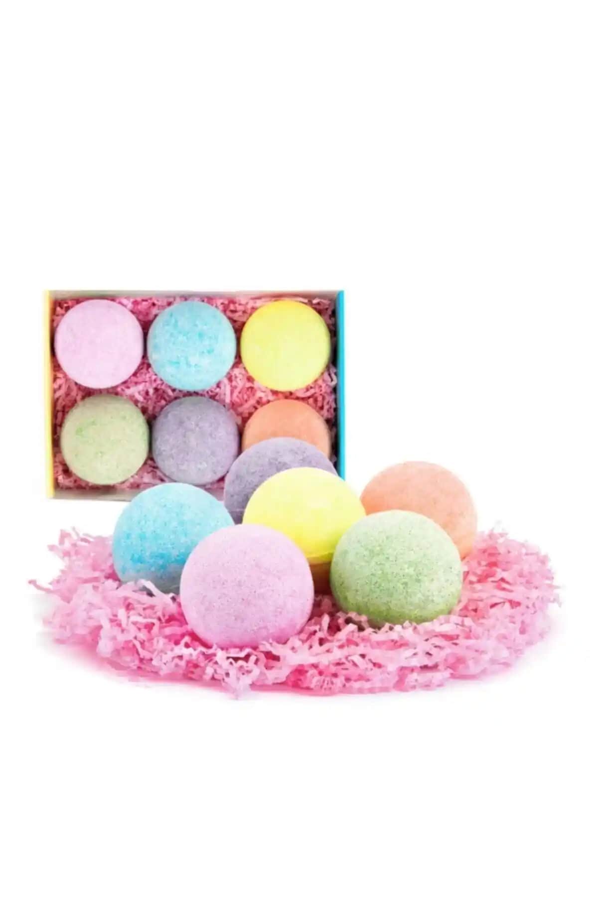 Super Bath Bomb 6'lı Doğal Banyo Topu Seti Rahatlatıcı ve Güvenli Kullanım İçin