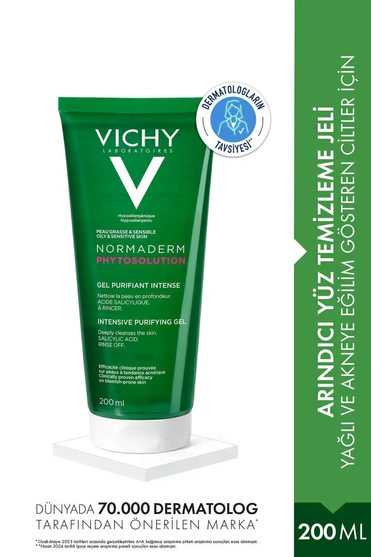 Vichy Normaderm Salisilik Asit İçeren Yüz Temizleme Jeli: Yağlı ve Akneye Eğilimli Ciltler İçin Ürün