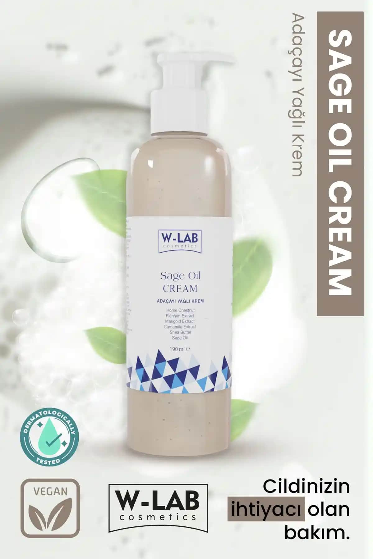 W-Lab Kozmetik Adaçayı Yağlı Varis Kremi Sağlıklı ve Güçlü Bacaklar İçin Doğal Çözüm