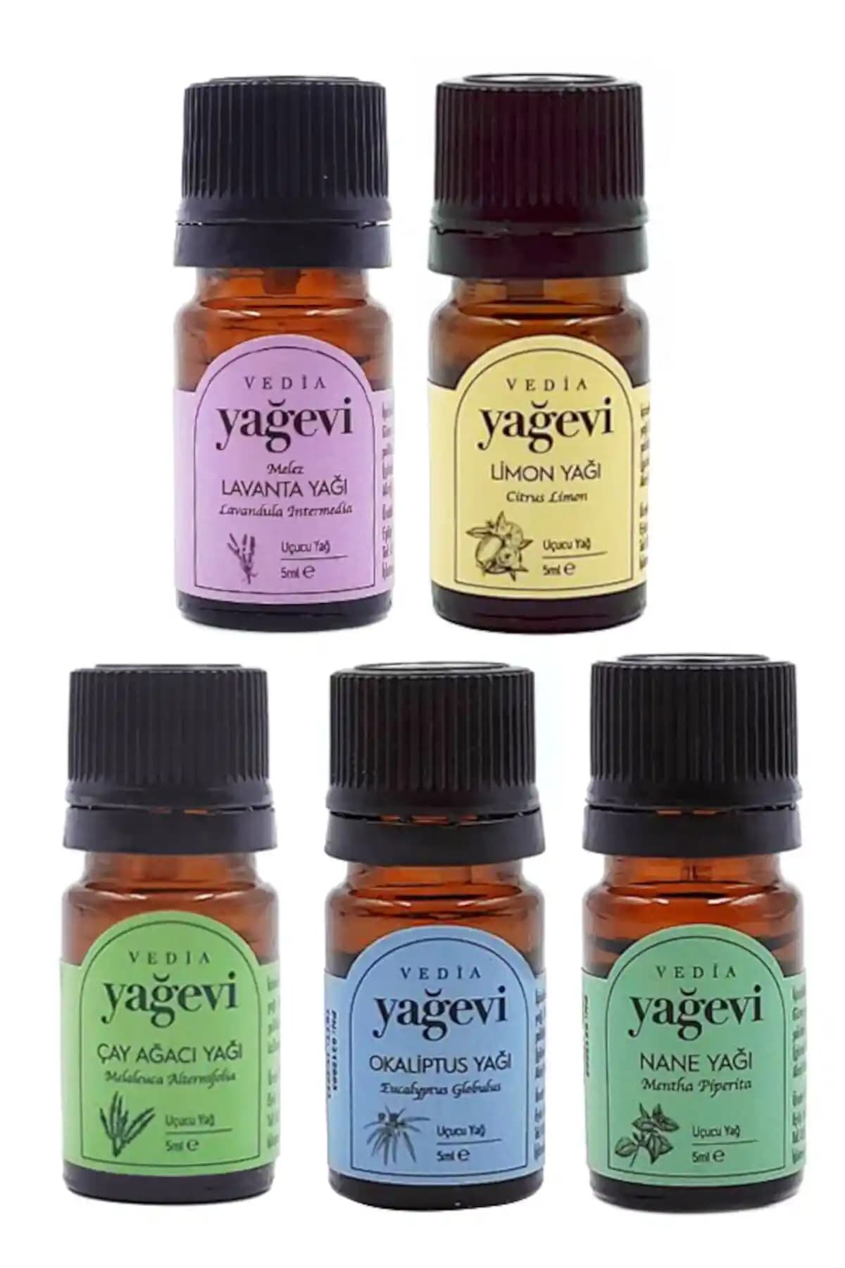 Yağa Yönelik Doğal Aromaterapi Seti: Lavanta, Okaliptüs, Nane ve Limon Çay Ağacı