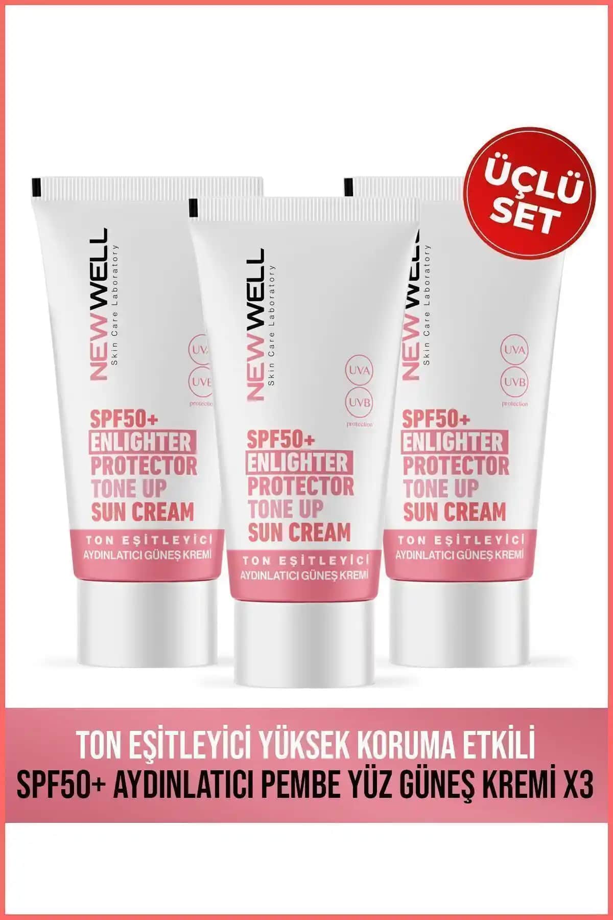Yeni Well 3 Adet Ton Eşitleyici SPF50 Güneş Koruyucu Krem ile Cilt Korumasında Yenilikçi Çözüm