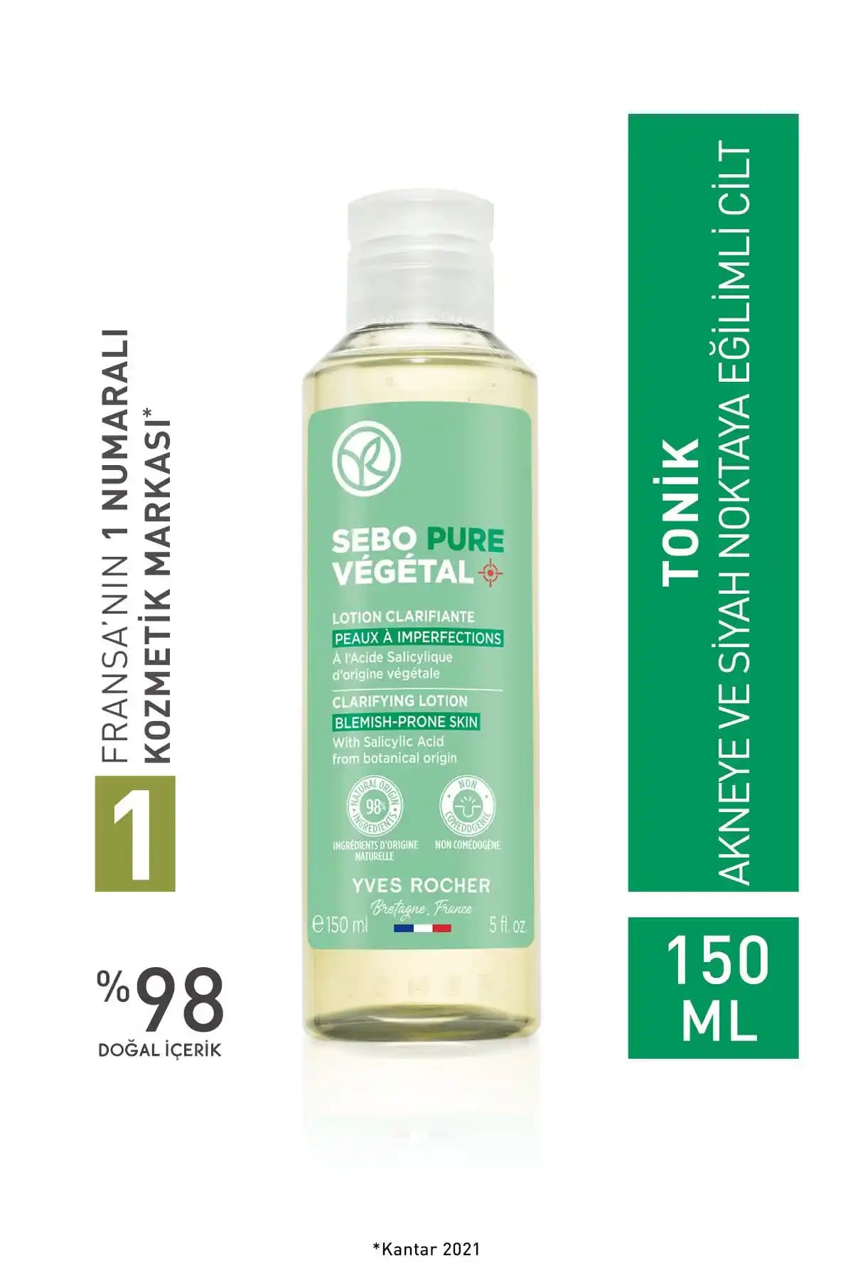 Yves Rocher Bitkisel Salisilik ve Sitrik Asit Yüz Tonik: Doğal ve Etkili Cilt Temizleme Çözümü