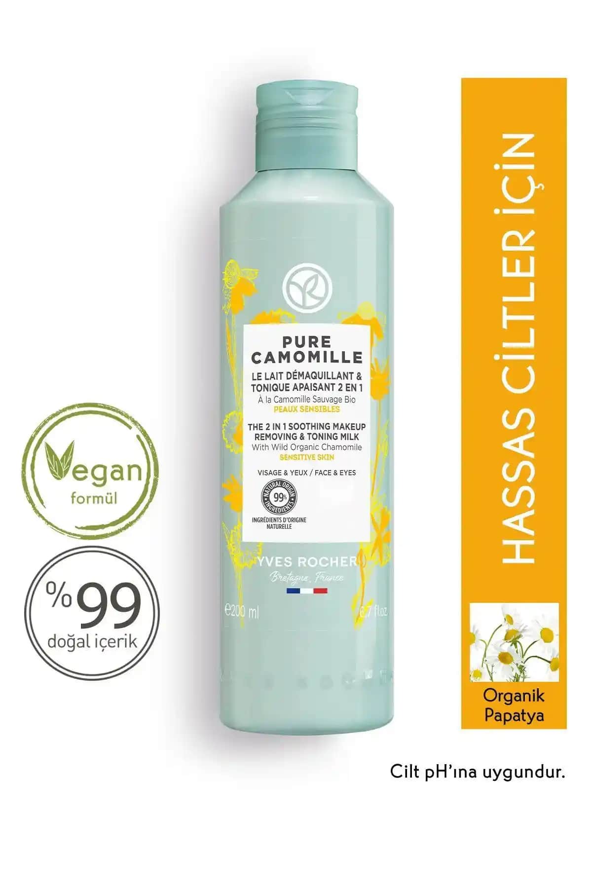 Yves Rocher Hassas Ciltler İçin Organik Papatya Destekli Yatıştırıcı Tonik ve Temizleme Sütü