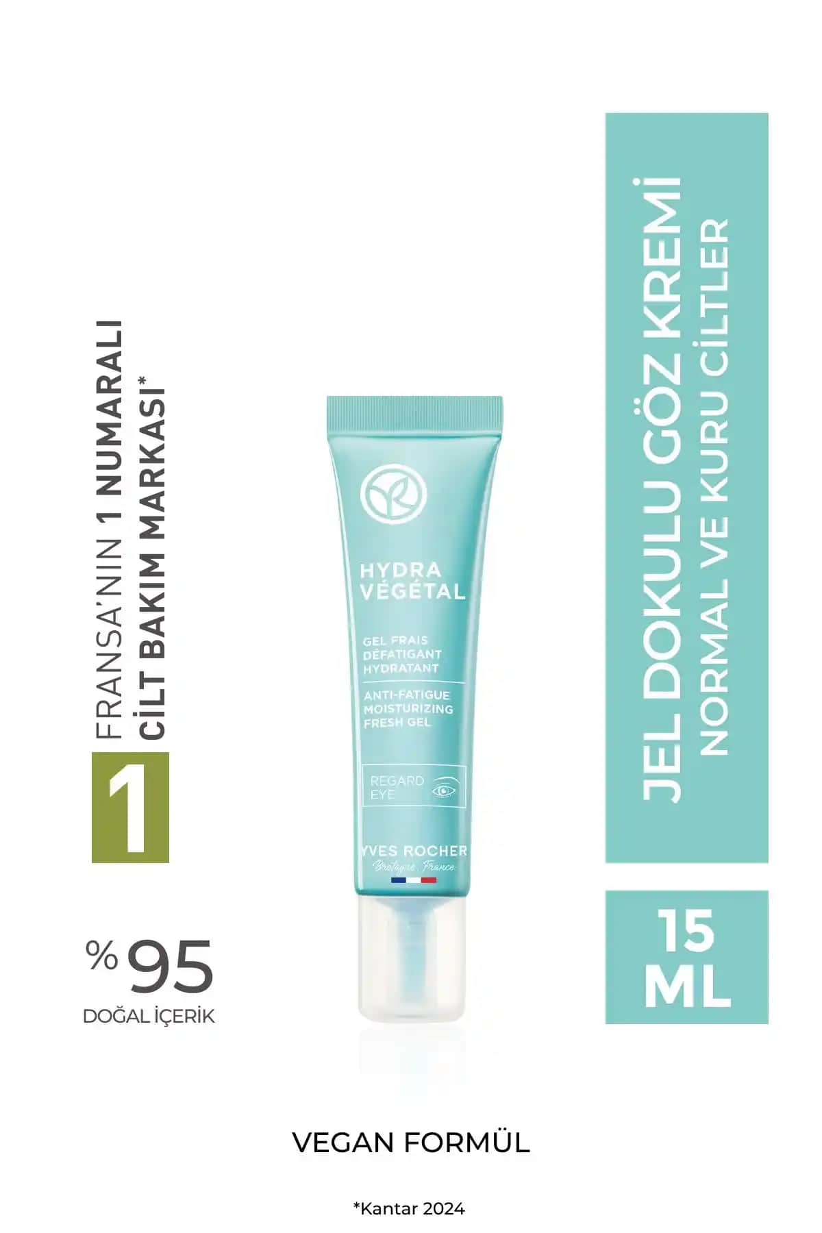 Yves Rocher Hydra Vegetal Jel Dokulu Göz Kremi Doğal Nemlendirme ve Canlandırıcı Bakım