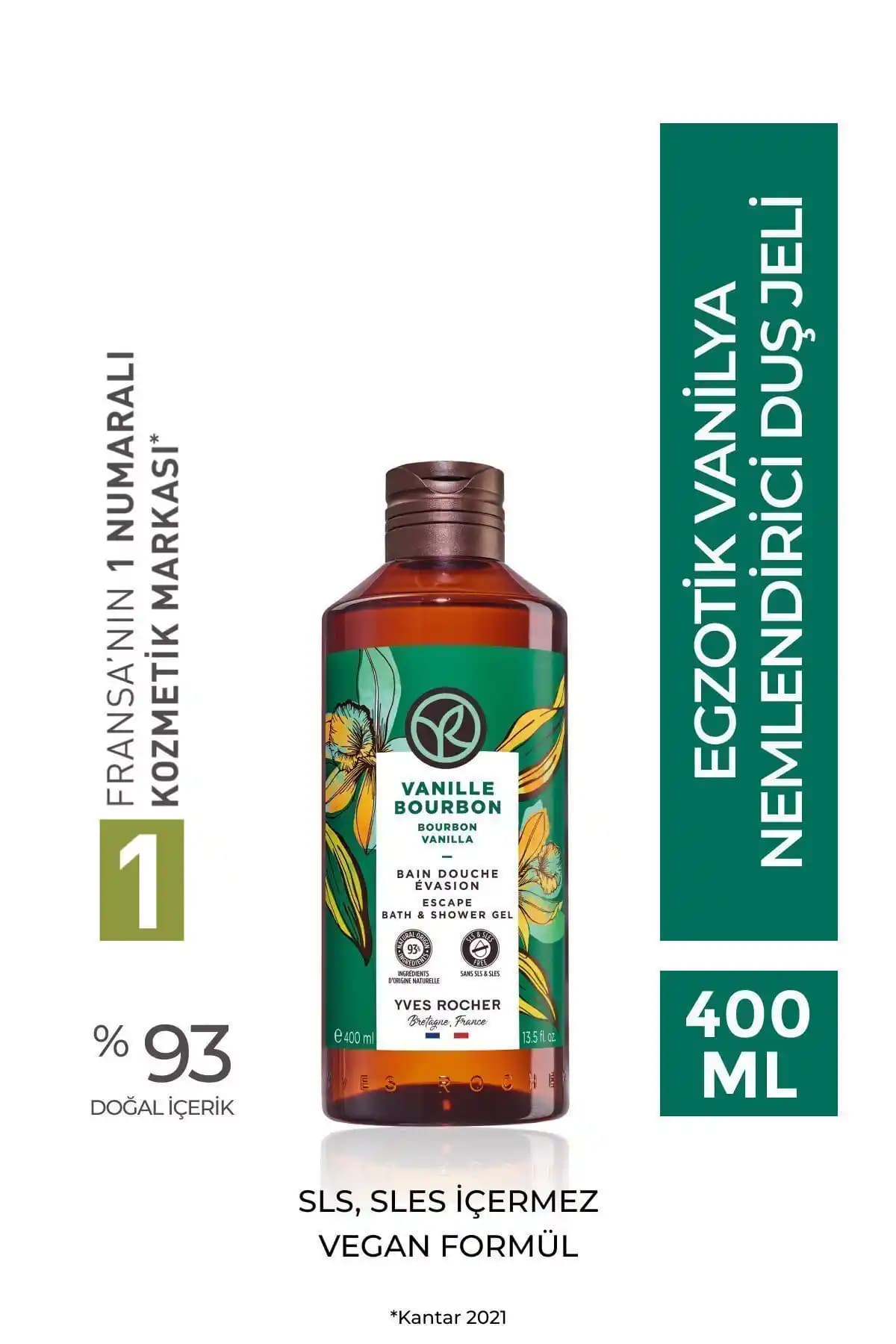 Yves Rocher Nemlendirici Duş Jeli Egzotik Vanilya - Doğal ve Kalıcı Koku ile Cilt Bakımı