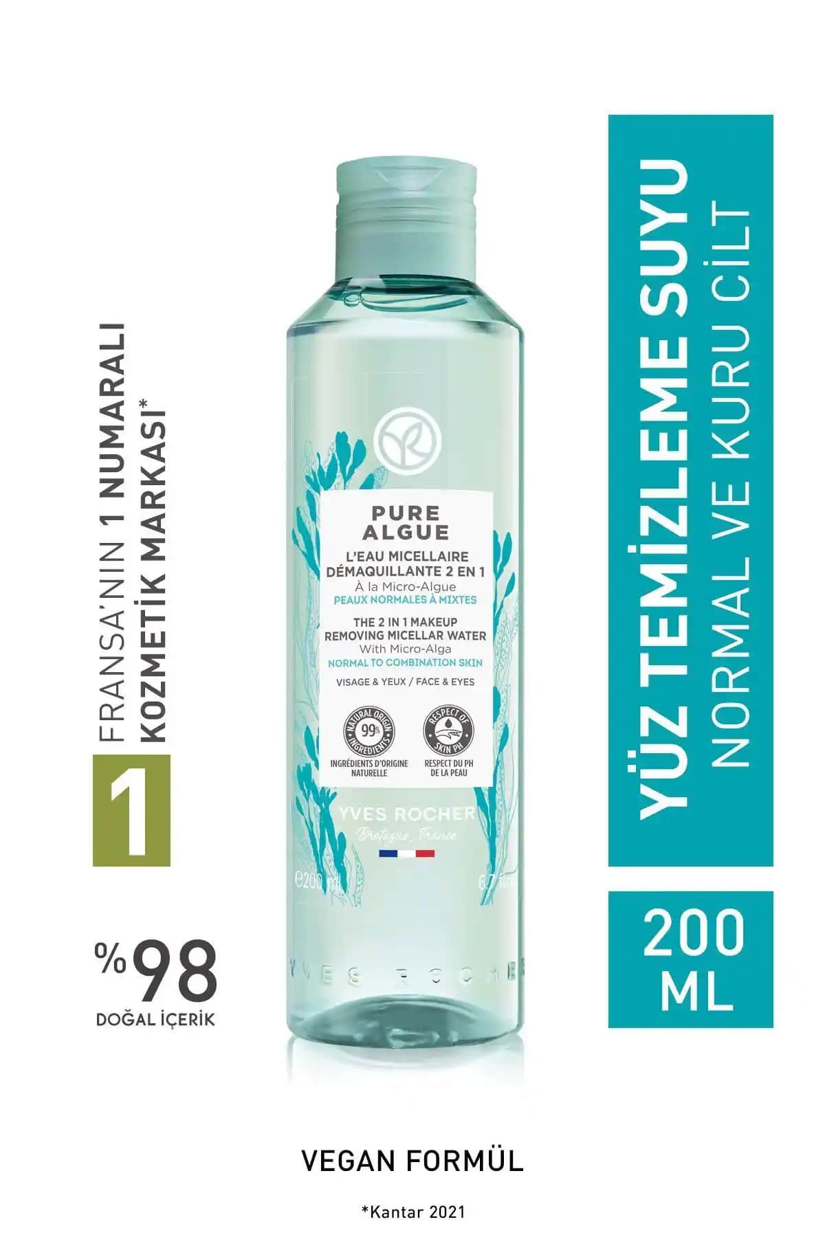 Yves Rocher Pure Algue Micellar Su Kuru ve Hassas Ciltler İçin Temizleyici ve Nemlendirici Çözüm