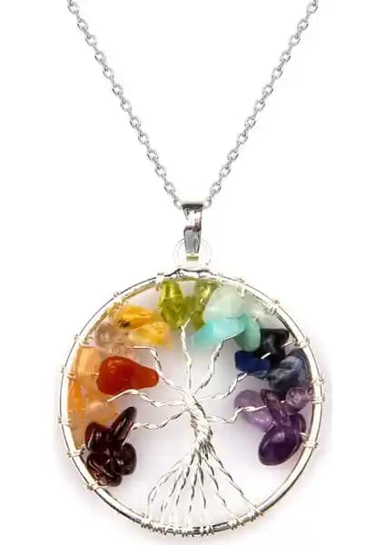 Alibaba Doğaltaş Tel Sarmalı 7 Çakra Hayat Ağacı Doğal Taş Kolye Ürün Tanıtımı ve Özellikleri