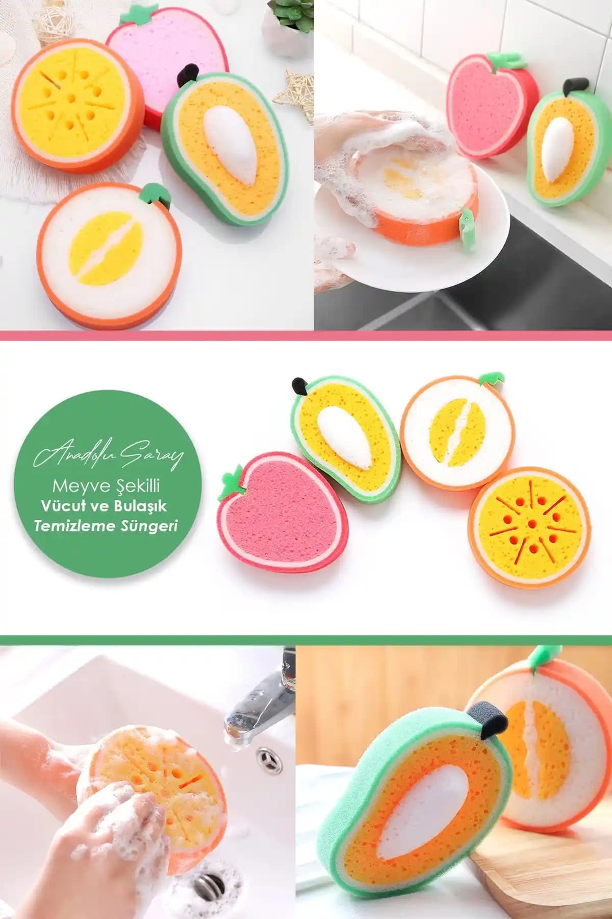 Anadolu Saray Çarşısı Meyve Şekilli Bebek Banyo Süngeri: Çocuklar ve Hassas Ciltler İçin Güvenli Temizlik Aracı