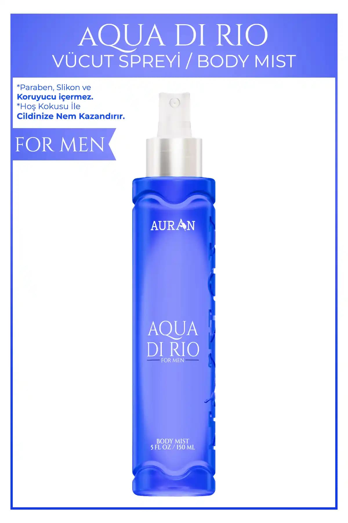 AURAN Aqua Di Rio Erkek Vücut Spreyi: Ferahlatıcı ve Kalıcı Temizlik Kokusu