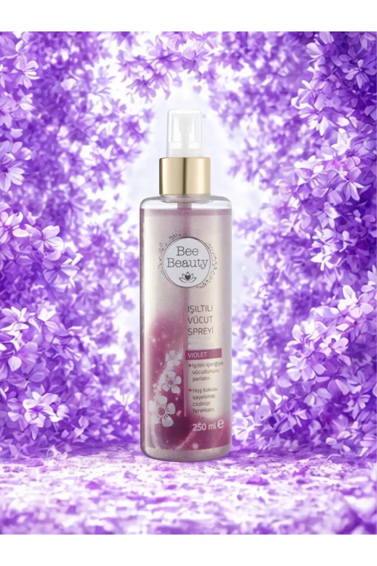 Bee Beauty Violet Işıltılı Vücut Spreyi: Doğal Parlaklık ve Ferahlık Sağlayan Kozmetik Ürünü