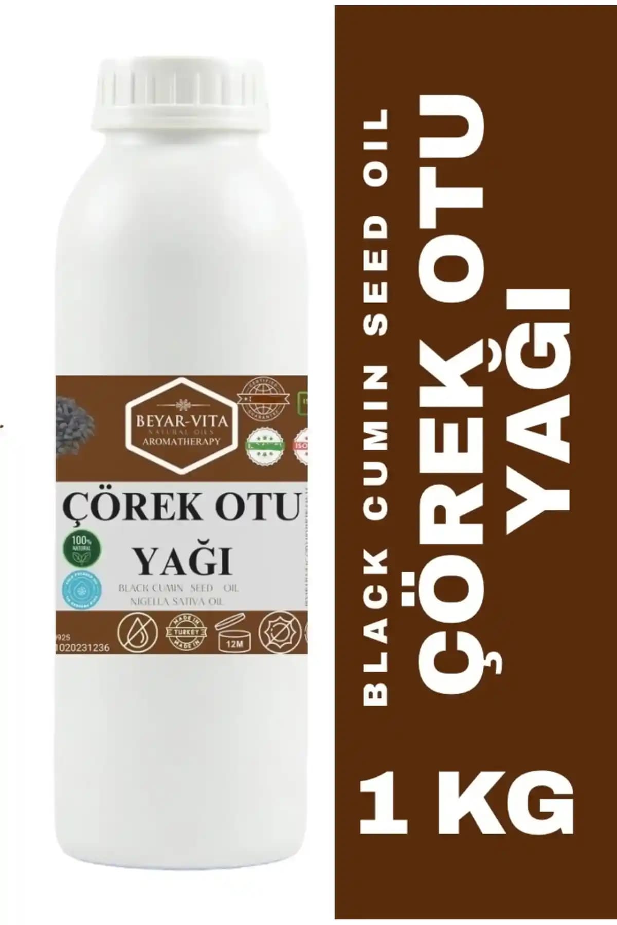 BeyarVita Çörek Otu Yağı 1kg Doğal Soğuk Sıkım Nigella sativa Sağlık ve Güzellik