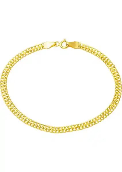 Bilezikci 14 Ayar Altın Örme Zincirli Bileklik: Zarif ve Dayanıklı Kadın Takısı