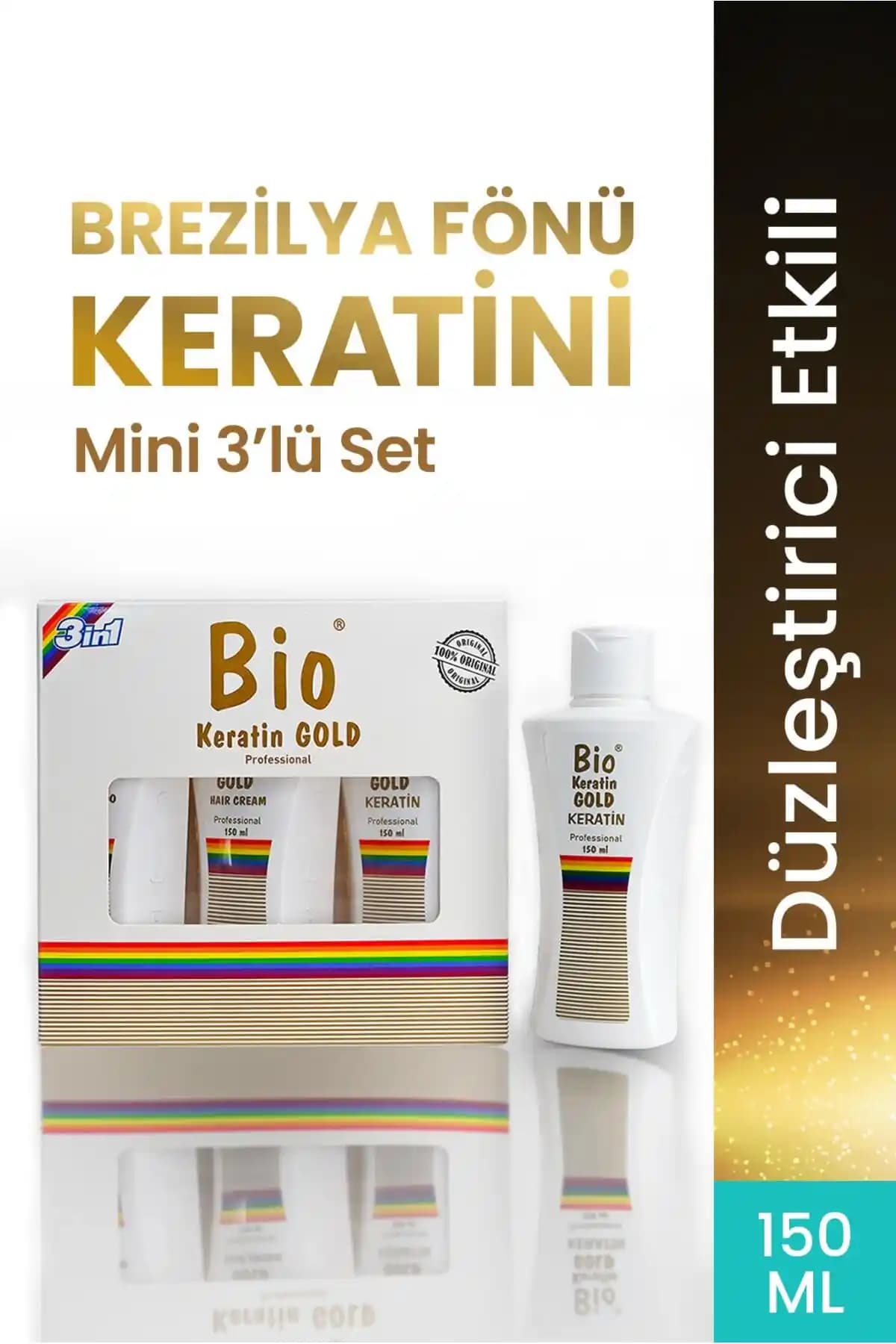 Bio Keratin Gold Brezilya Fönü Keratini Mini Set ile Saçlarınızda Uzun Süreli Düzlük ve Parlaklık