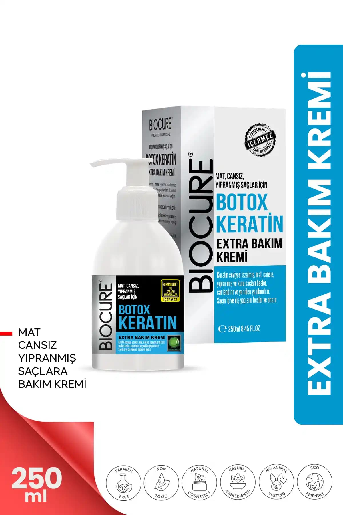 Biocure Botoks Keratin Extra Saç Bakım Kremi: Yıpranmış Saçlar İçin Güçlendirici ve Parlaklık Sağlayan Çözüm