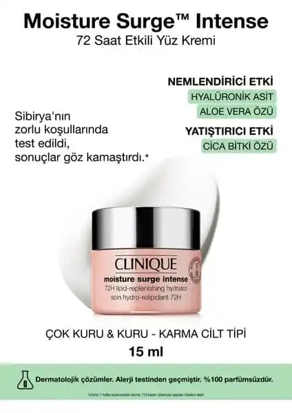 Clinique Moisture Surge™ Intense Yoğun Nemlendirici Krem - Hassas ve Kuru Ciltler İçin Etkili Çözüm