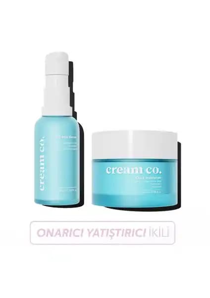 Cream Co. Su Bazlı Nemlendirici Yüz Kremi ve Serum Seti Hassas ve Kuru Ciltler İçin