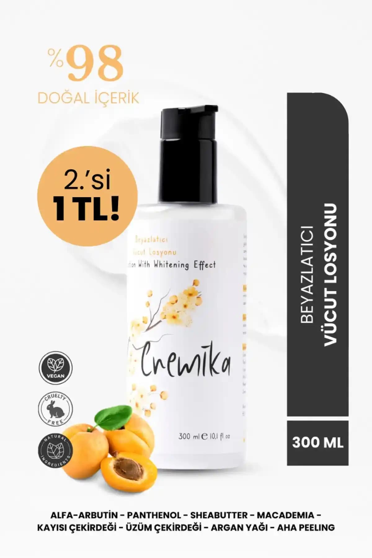 Cremika Kozmetik Beyazlatıcı Vücut Losyonu: Doğal İçeriklerle Cilt Tonunu Eşitleyen ve Parlatan Ürün