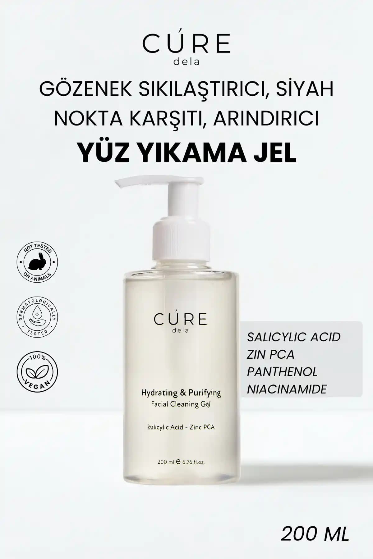 Cure de la Hydrating & Purifying Facial Cleansing Gel: Derinlemesine Temizlik ve Nemlendirme Sağlayan Vegan Yüz Temizleme Jeli