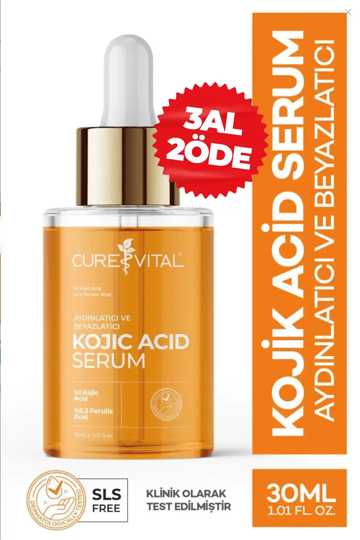 CureVital Kojik Asit Serum Zerdeçal Özlü Leke ve Kırışıklık Karşıtı Cilt Bakım Ürünü