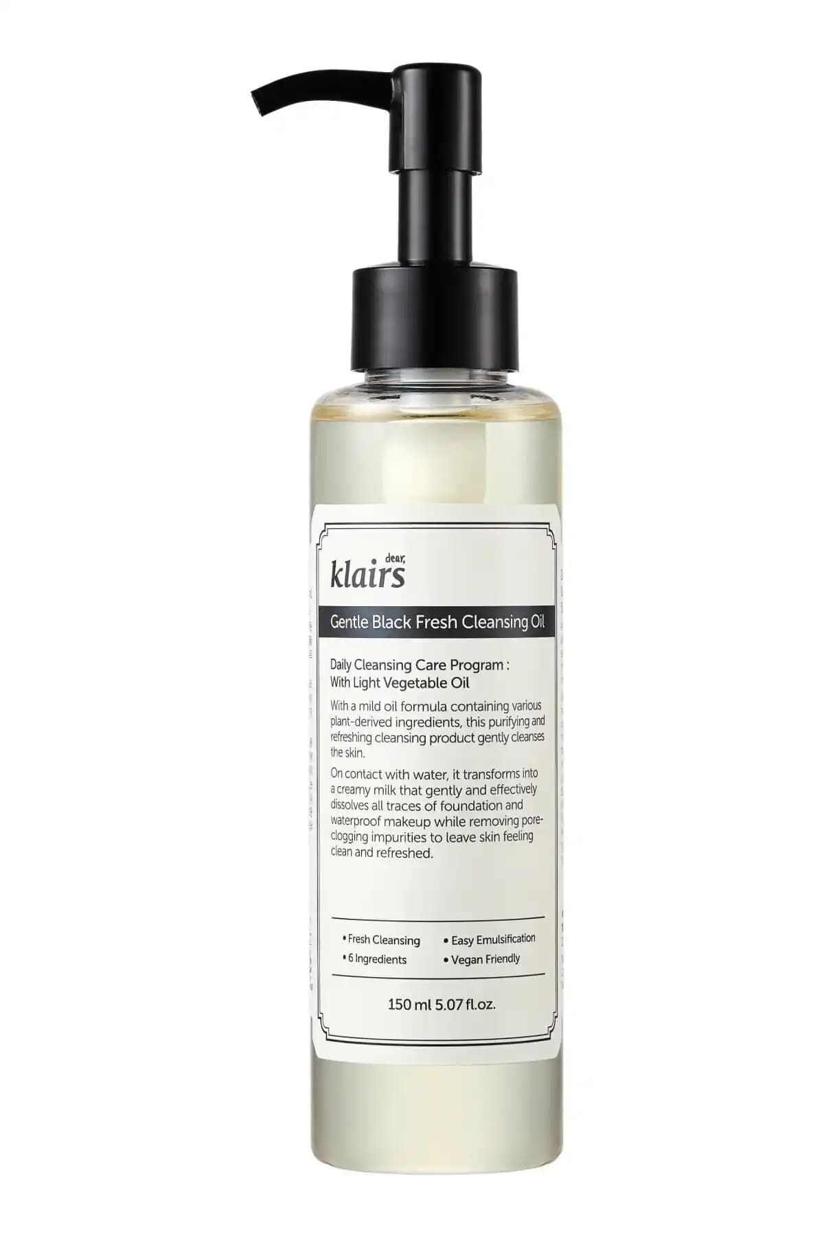 Dear Klairs Gentle Black Fresh Cleansing Oil ile nazik ve etkili cilt temizliği