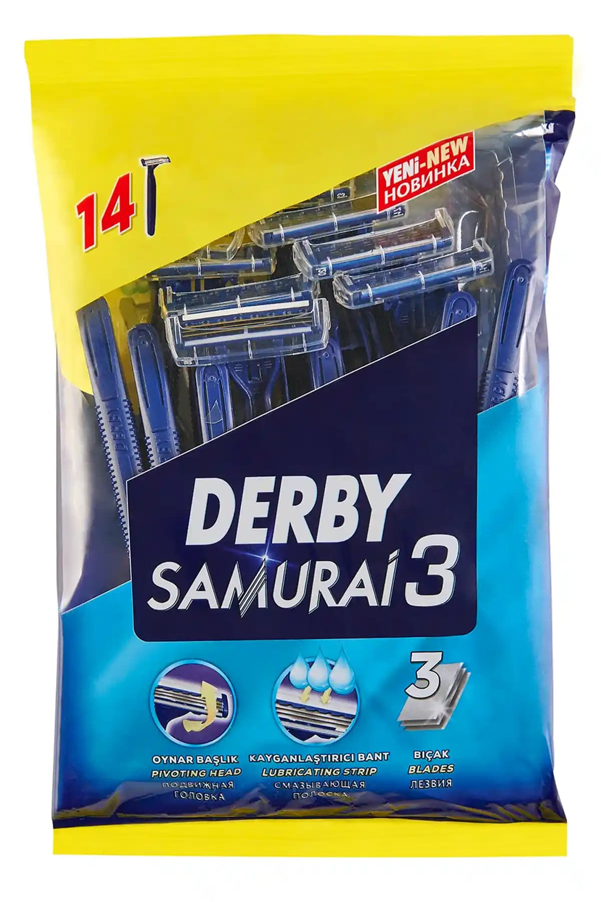 Derby 3 14'lü Poşet X 4 Paket Pratik ve Güvenilir Tıraş Deneyimi Sunar