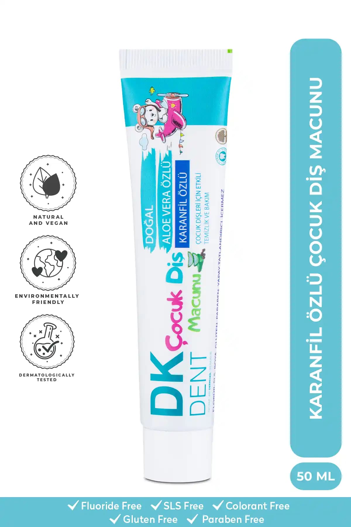 DKDENT Doğal Aloe Vera ve Karanfil Özlü Çocuk Diş Macunu Güvenli ve Etkili Diş Bakımı İçin