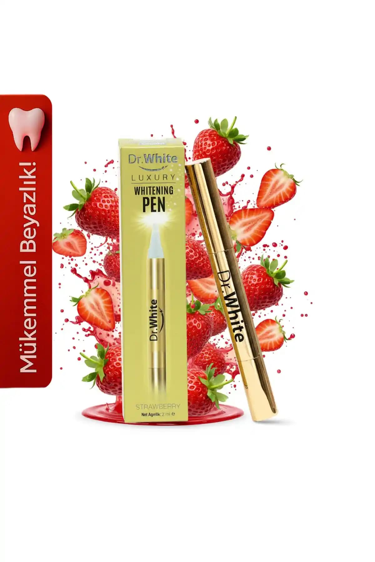 Dr White Çilek Aromalı Diş Beyazlatıcı Kalem: Pratik ve Güvenli Günlük Diş Beyazlatma Çözümü